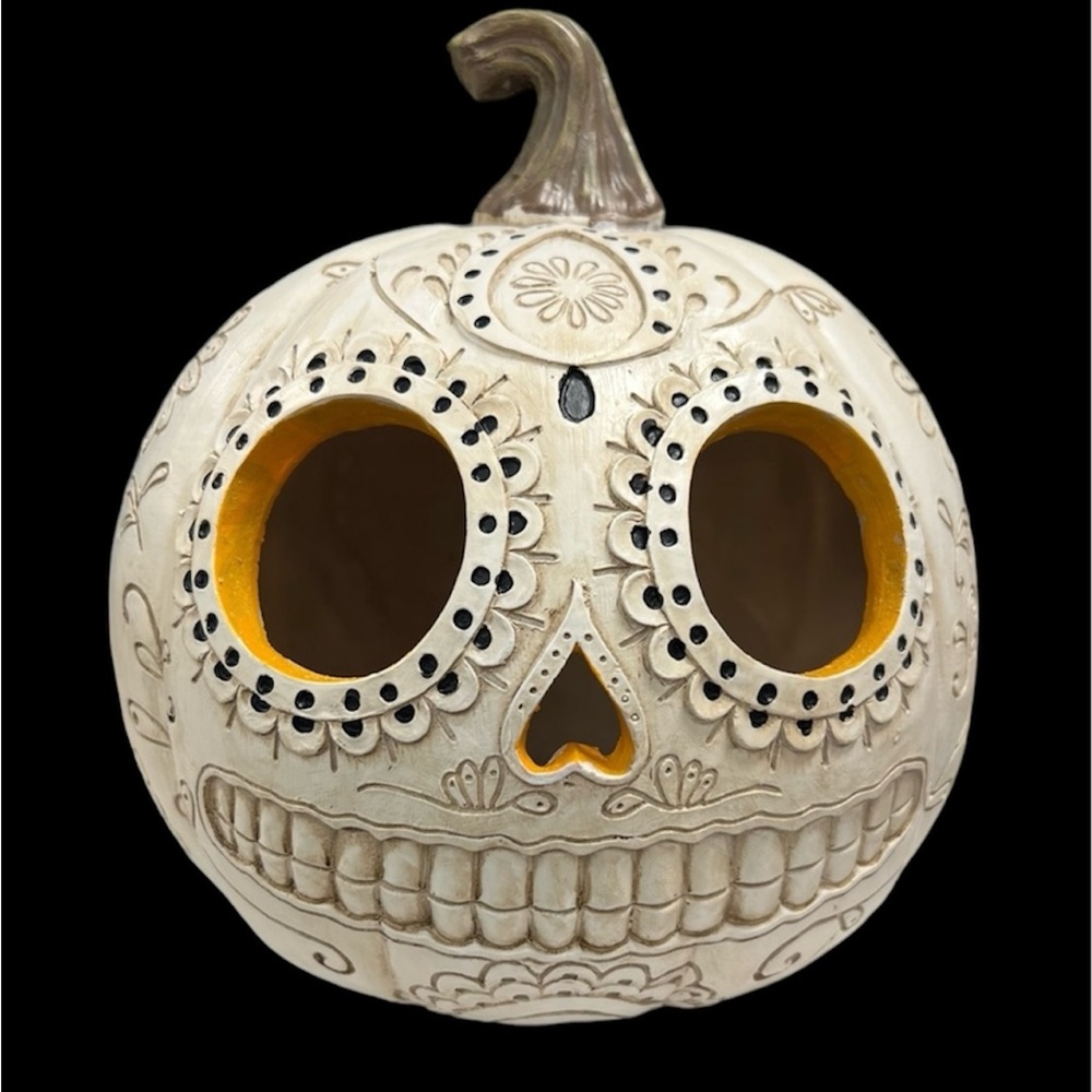 Martha Stewart Halloween Sugar Skull Day of the Dead Light Up Pumpkin Figure New